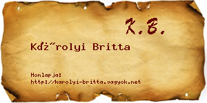 Károlyi Britta névjegykártya